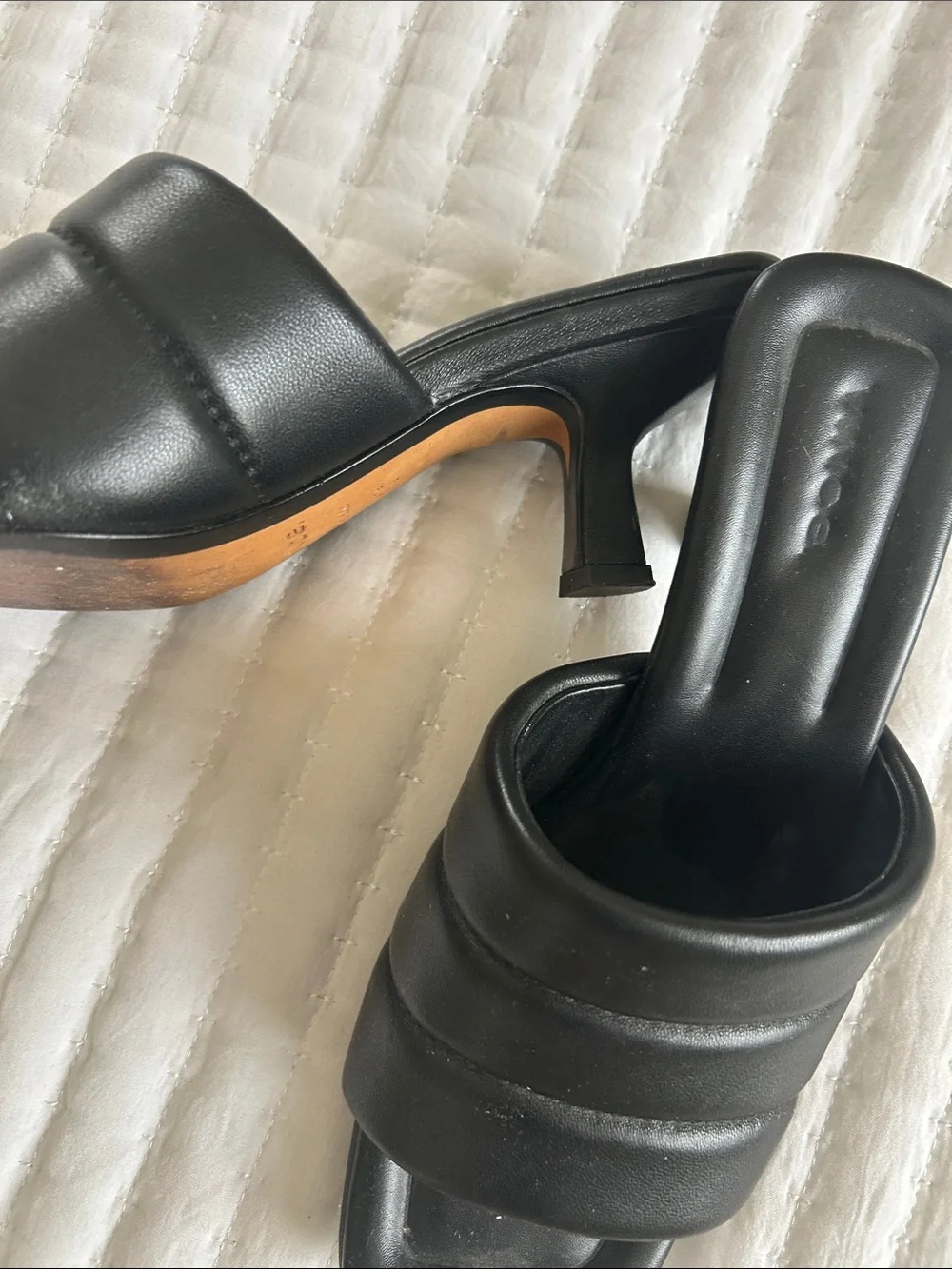 Vince Black Padded Slide Heels